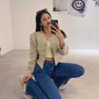 Round-neck Metallic-button Tweed Jacket