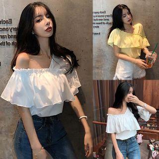 One-shoulder Ruffled Blouse