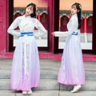 Long-sleeve Hanfu Top / Maxi Skirt / Set