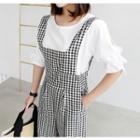 Short-sleeve Tie-cuff Cotton Top