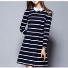 Striped Collared Long Sleeve Dress