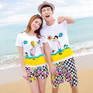 Couple Matching Printed T-shirt + Shorts