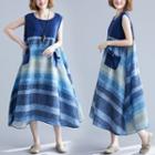 Panel Striped Sleeveless Dress As Shown In Figure - L