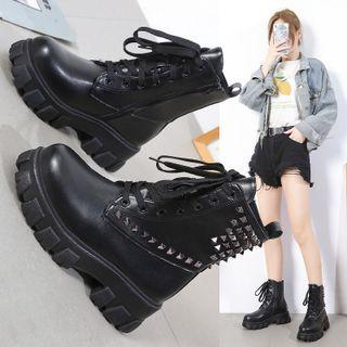 Lace-up Rivet Platform Short Boots