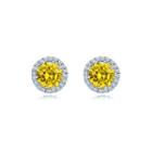 Fashion And Simple November Birthstone Yellow Cubic Zirconia Stud Earrings Silver - One Size