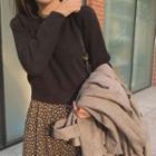 Puff-shoulder Crop Sweater