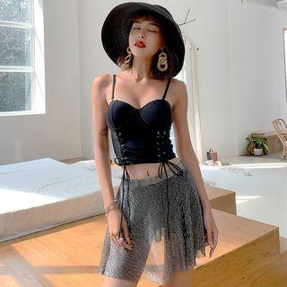 Swim Set: Spaghetti Strap Top + Bottom + Skirt