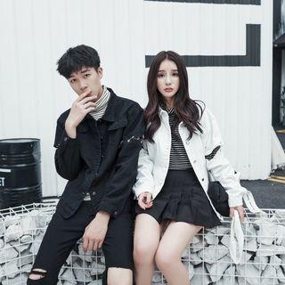 Couple Matching Lettering Denim Jacket