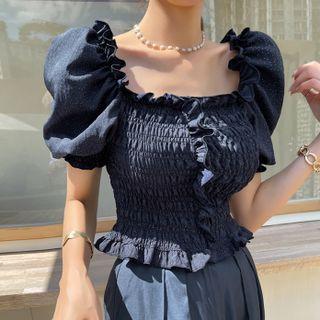 Puff-sleeve Smock Blouse