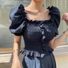 Puff-sleeve Smock Blouse