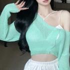 V-neck Cropped Cardigan / Camisole Top
