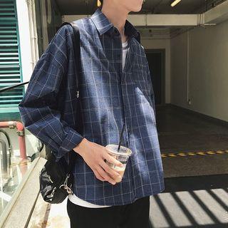 Pocket-front Checked Long-sleeve Shirt
