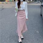 Long-sleeve Blouse / Midi Pencil Skirt