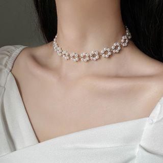 Faux Pearl Choker 1 Pair - Faux Pearl Choker - Gold - One Size