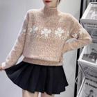 Clover Jacquard Mock Neck Sweater