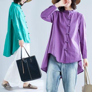 Long-sleeve Frog-buttoned Blouse