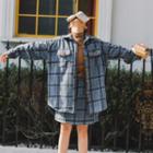Set: Plaid Button-up Jacket + Mini Plaid A-line Skirt