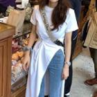 Short Sleeve Split Hem Long Tee