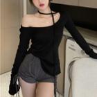 Asymmetrical Long-sleeve T-shirt / Midi A-line Skirt