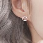 Non-matching Pig Rhinestone Stud Earring 1 Pair - Silver - One Size