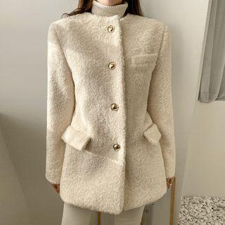 Metal-button Eco-fur Jacket