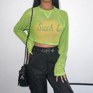 Mesh Long-sleeve Crop Top