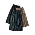 Elastic-waist Plain Maxi Skirt