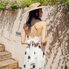 Dotted Open-back Maxi Sundress