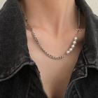 Faux Pearl Alloy Necklace Silver - One Size
