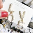 Faux Pearl Love Lettering Dangle Earring As Shown In Figure - One Size