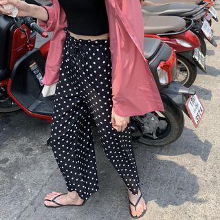 Dot Loose-fit Cropped Pants As Figure - One Size