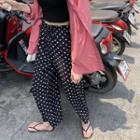 Dot Loose-fit Cropped Pants As Figure - One Size