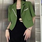 Short-sleeve Faux Pearl Blazer
