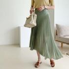 Asymmetric Maxi Accordion-pleat Skirt