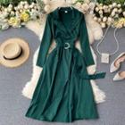 Long-sleeve Double Breasted A-line Maxi Dress