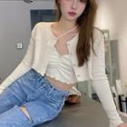 Plain Light Cardigan / Crop Camisole Top