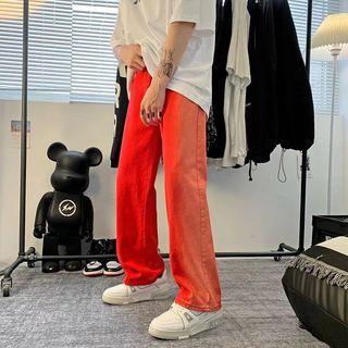 Tie Dye Washed Straight Leg Jeans