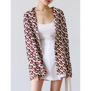 Patch-pocket Leaf Pattern Blazer