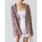 Patch-pocket Leaf Pattern Blazer
