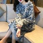 Leopard-print Hooded Knit Dress