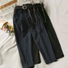Chain-accent High-waist Dress Pants With Belt