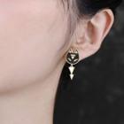 Cat Alloy Dangle Earring 1 Pair - Black & Gold - One Size