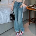 Low Rise Washed Wide Leg Jeans