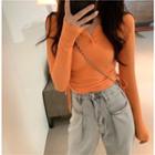 Long-sleeve Drawstring Ribbed T-shirt