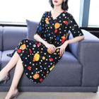 Short-sleeve Dotted Silk Dress
