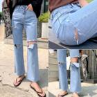 Ribbed Wide-leg Jeans