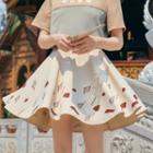 Short-sleeve Paneled T-shirt / Midi A-line Skirt