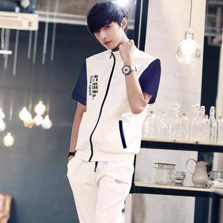 Set: Short-sleeve Zip Jacket + Sweatpants