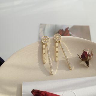 Rhinestone Bar Drop Earring 1 Pair - As Shown In Figure - One Size