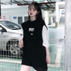 Lettering Tank Top / Elbow-sleeve Plain T-shirt